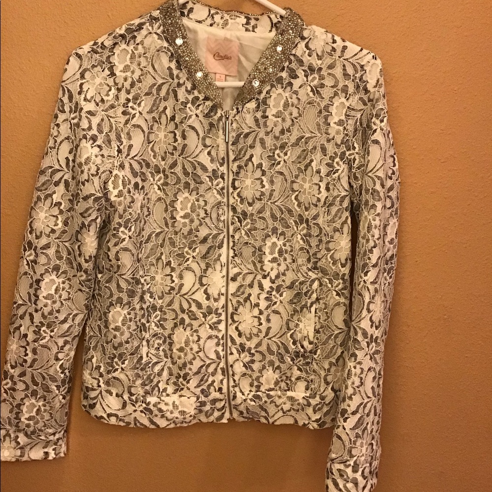 Lace jacket with beaded collar